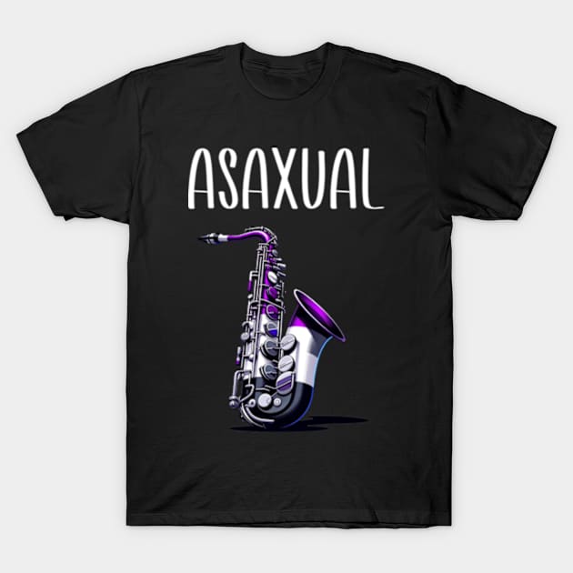 Asaxual Funny Asexual Flag Saxophone Ace T-Shirt by Lavender Celeste